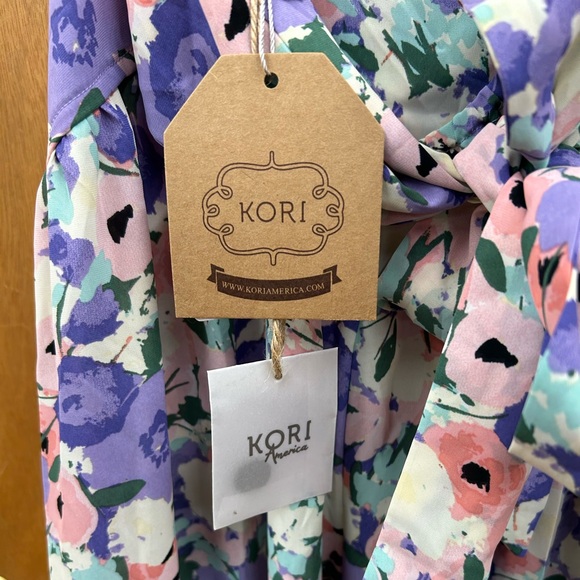 New Kori Floral Print Ruffle Straps with Back Tie Jumpsuit in Lavender Size XL - Picture 11 of 14